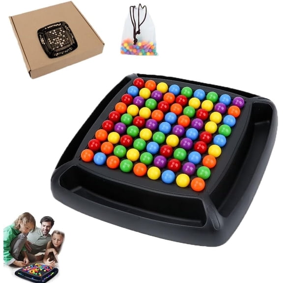 120-Piece Duel Chess Board Game  Strategy Puzzle Game for 2 to 4 Players, Family Travel Party Game with Rainbow Marbles, Adults Brain Teaser Board Game(1set-L)