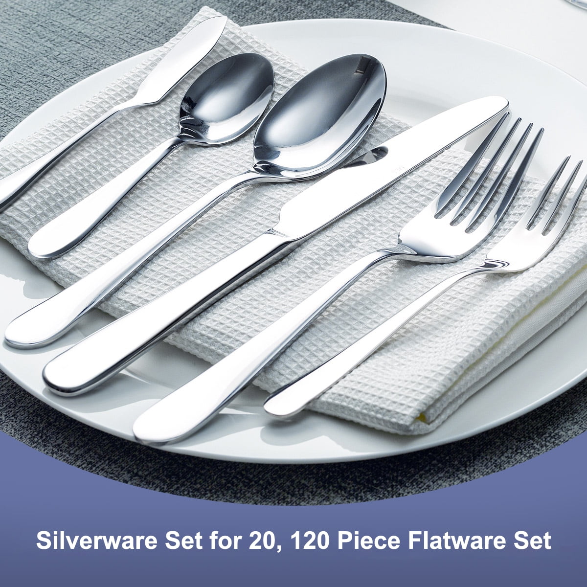 120 Piece Flatware Set for Wedding or Restaurant, Silverware Set for 20  People, Stainless Steel Flatware Sets, Mirror Polished Cutlery Utensil Set