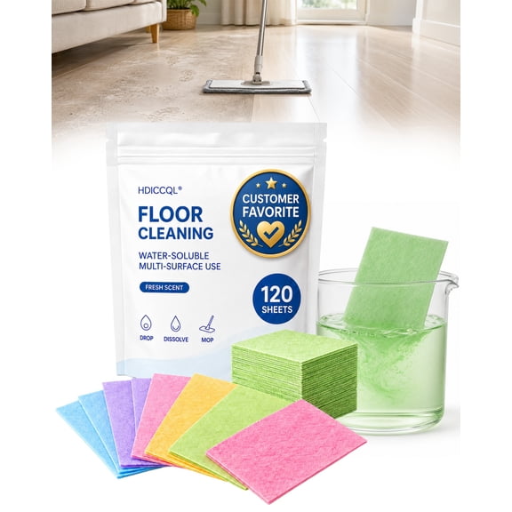 120 Piece Floor Cleaning Tablets Multi-Surface Cleaner, Floor Cleaning Tablets Sheets, Water Soluble Floor Cleaner for Mopping for Hardwood, Laminate Floors, Wall Tiles, Glass (Blue, 100 Pcs)