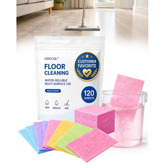 120 Piece Floor Cleaning Tablets Multi-Surface Cleaner, Floor Cleaning Tablets Sheets, Water Soluble Floor Cleaner for Mopping for Hardwood, Laminate Floors, Wall Tiles, Glass (Blue, 100 Pcs)