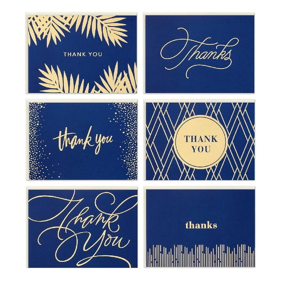 120 Piece Thank You Cards Assortment, Gold and Navy,Thank You Notes with Envelopes for Wedding, Bridal Shower, Baby Shower, Business, Graduation