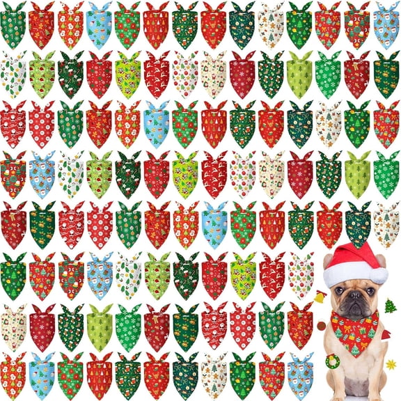 120-Piece Thanksgiving Fall Bandanas for Dogs, Autumn Pet Bibs with Maple Leaves and Pumpkin Designs, Adjustable Triangle Dog Scarf for Small Medium Large Costumes