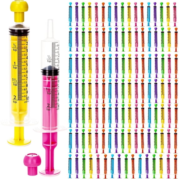 120 Pieces 10ml Plastic Syringe with Cap Oral Syringe Without Needle Colored Liquid Measuring Dispensing Tools Individually Sealed for Feeding, 6 Colors