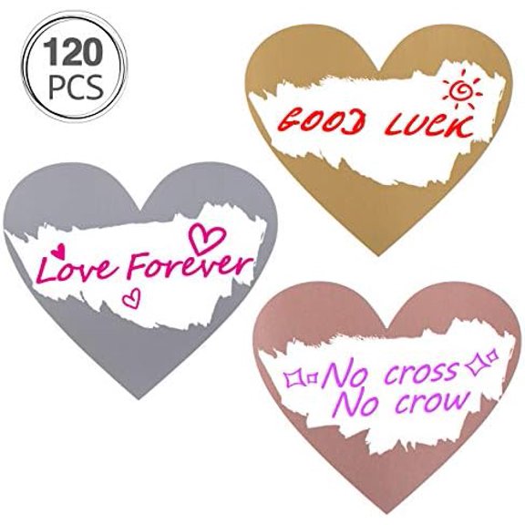120 Pieces 3 Inch Heart Shape Scratch Off Stickers Labels for DIY Valentine's Day Scratch Off Cards$$Office