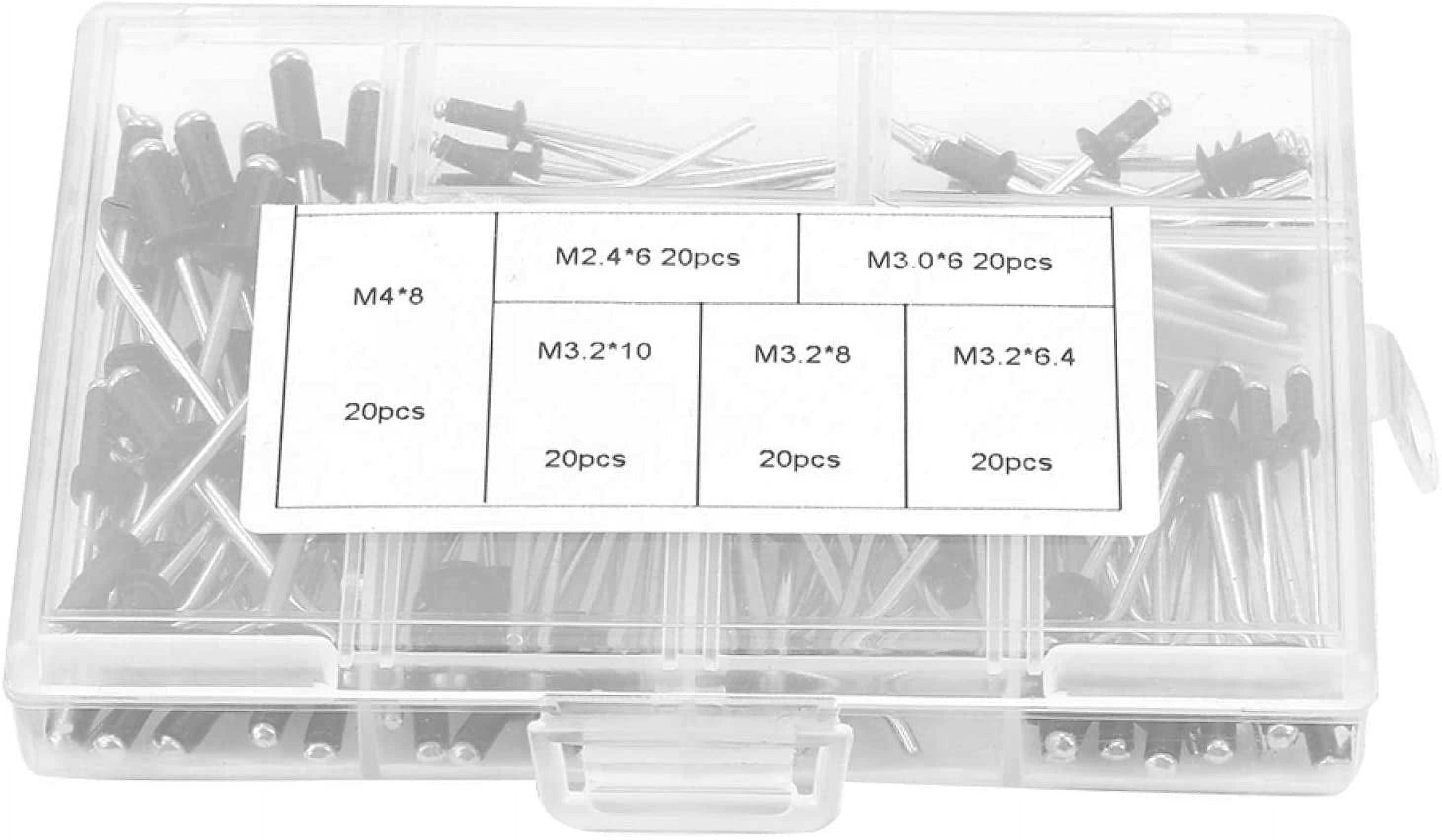 120 Pieces Black Rivets, Aluminum Blind Rivet Kit, M2.4/M3.0/M3.2/M4 Pop Rivets Assortment for Electric Rivets Pneumatic Riveter Guns