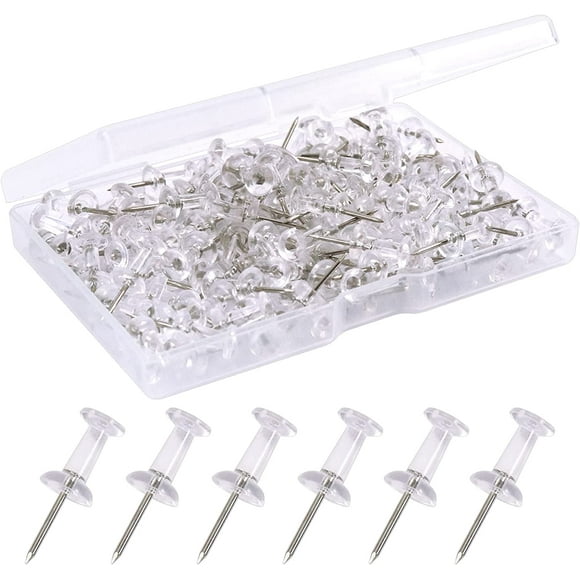 120 Pieces Clear Push PinsClear Plastic Head for Wall Hangings Mark Pins for Hanging,Bulletin Board,Maps,Home Office(Clear)