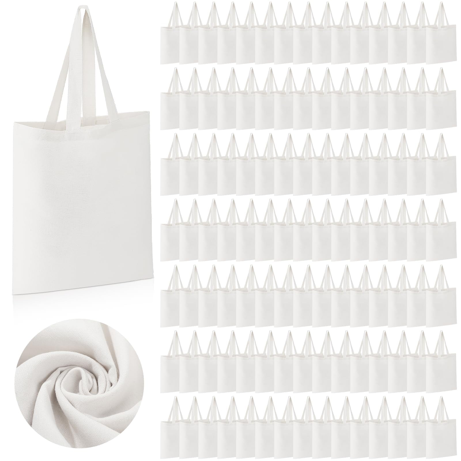 TOPDesign Reusable Grocery Shopping Bags - 2/4/6 Pack, 14x14x7.5 Inch, Heavy Duty Canvas With Strong Handles, Foldable - View #7