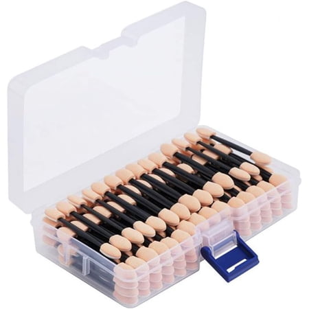 120 Pieces Disposable Dual Sides Eye Shadow Sponge Applicators With Container, 4 Colors Eyeshadow Brushes Makeup Applicator with Contain Case, Makeup Brushes Tool for Women