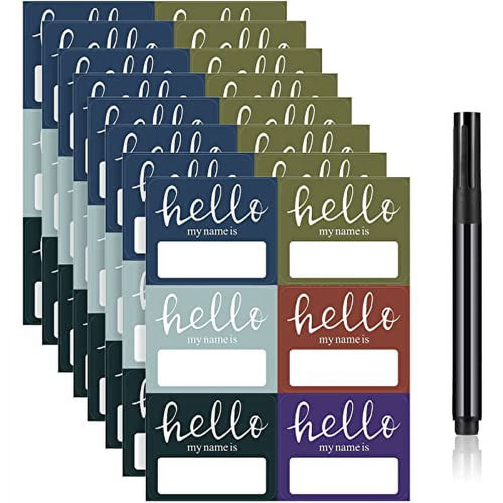 120 Pieces Hello Name Tags with Black Marker Pen, Hello My Name is Stickers Newborn Baby Name