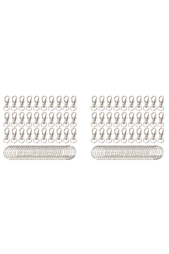 120 Pieces Key Ring Clip Hooks Locks Lanyard Snap Hooks with Split Key Rings (Silver)