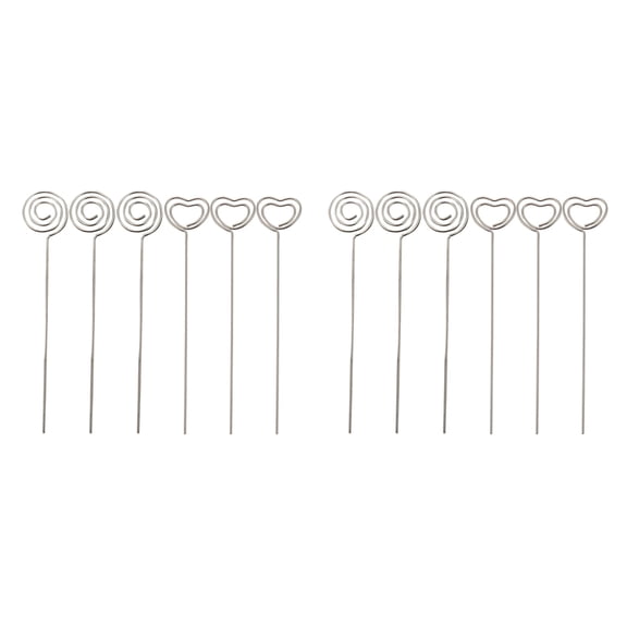 120 Pieces Metal Wires Memo Clip Note Card Holders Table Number Clip Photo Stand Round and Heart Shape, Silvery,60 x Heart shape memo clips 60 x Round shape memo clips,silver