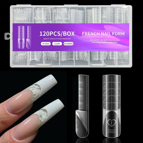 120 Pieces Nails Forms Nails Tips Mold Clear Design Quick Light Curing Paperless Tray Multipurpose Use