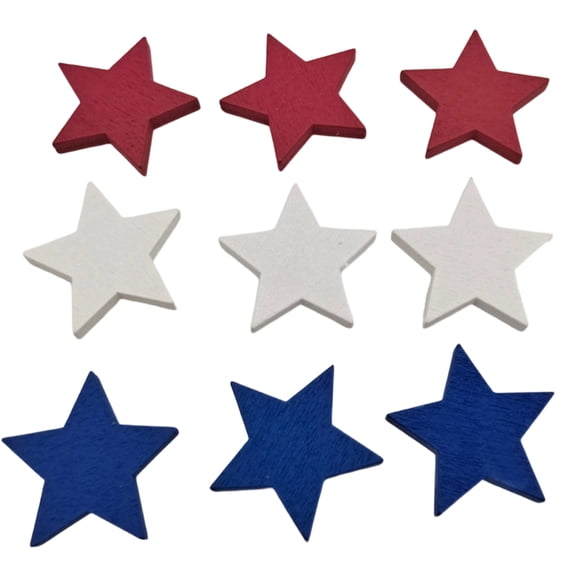 120 Pieces Patriotic Star Cutouts Star Shaped Wooden Red White Blue Wood Stars for 4th of July Memorial Day Home Office School Party Decor Painting DIY Craft