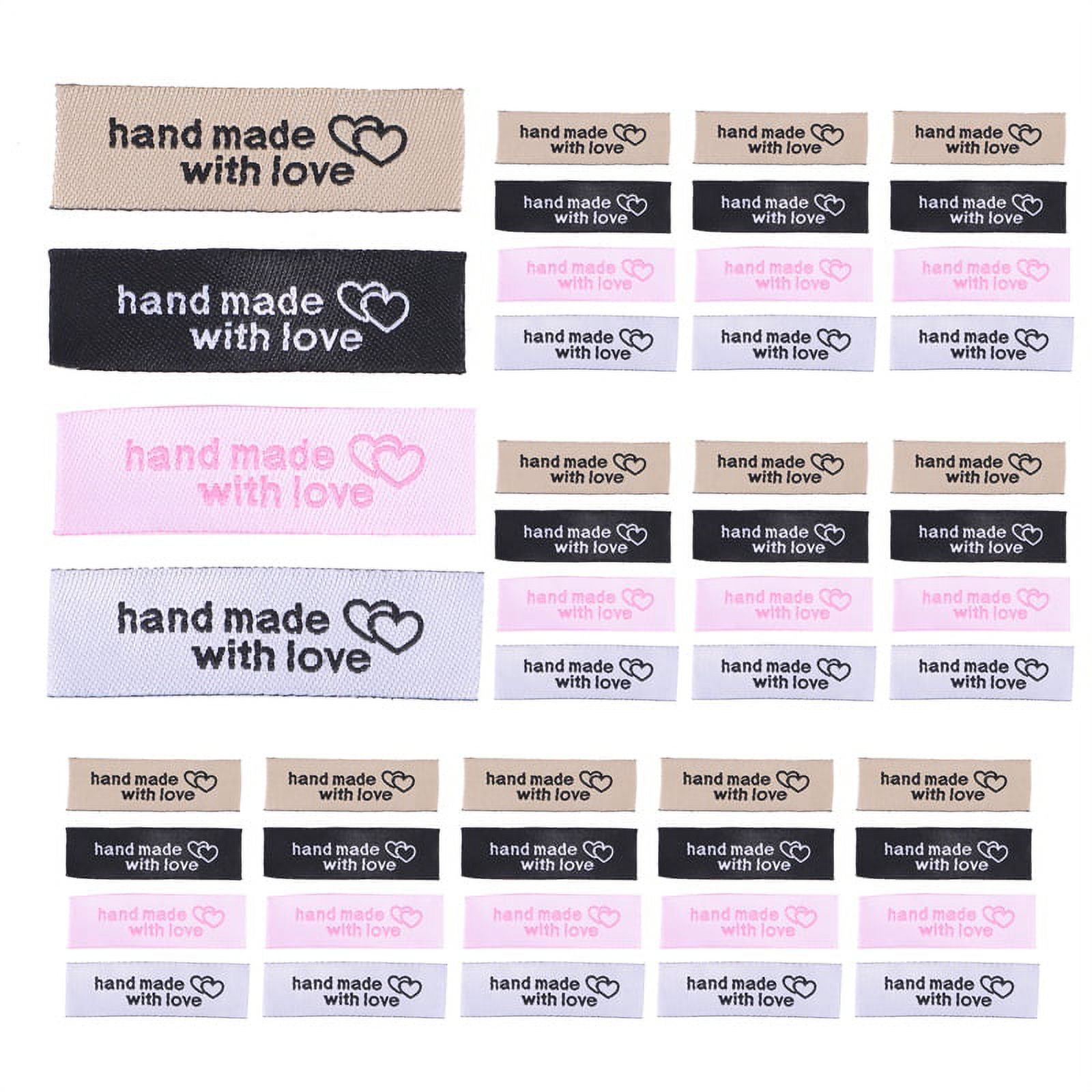 120 Pieces Personalized Sewing Labels Sew on Clothing Handmade Interlocking Heart Pattern Label