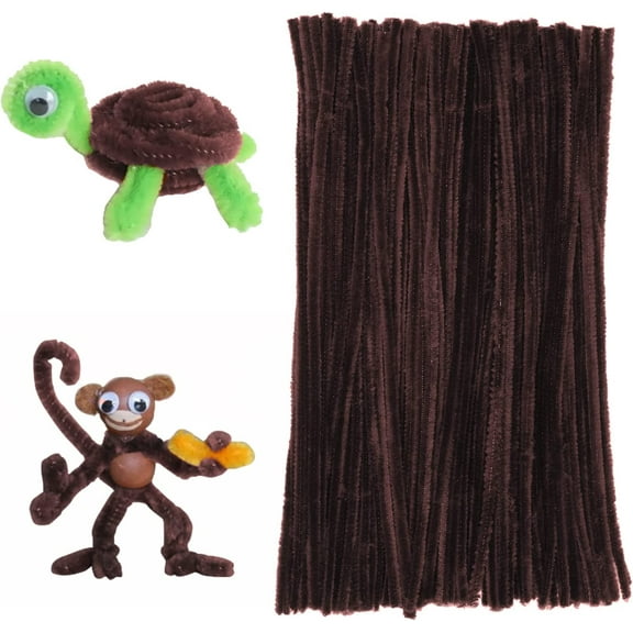 120 Pieces Pipe Chenille Stems,Brown Chenille Stems Pipe Cleaners for Pipe Cleaners DIY Projects Beginner Creative Crafts Christmas Decorations(5mm x 12inch)