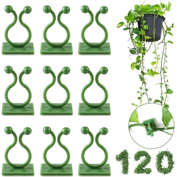 120 Pieces Plant Climbing Wall Fixture Clips, Self-Adhesive Plant Hooks for Wall, Invisible Plant Support Vine Wall Clips for Climbing Plants Indoor