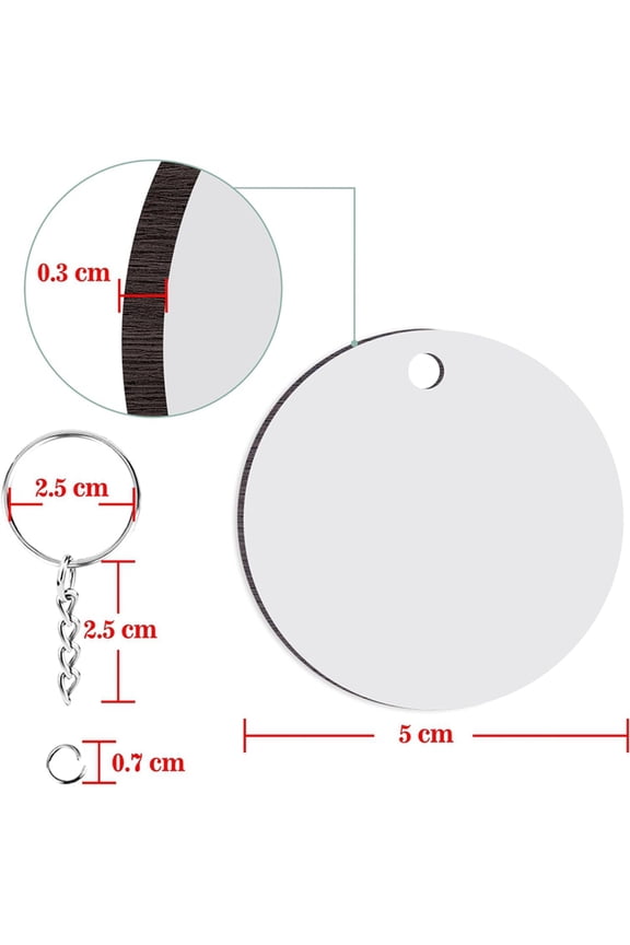 120 Pieces Round Sublimation Keychain Blanks Double Side Heat Transfer Blanks MDF Key Rings Blank Board Key Chain Blanks