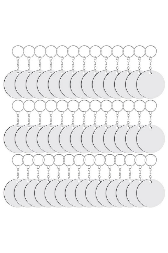 120 Pieces Round Sublimation Keychain Blanks Double Side Heat Transfer MDF Key Rings Blank Board Chain