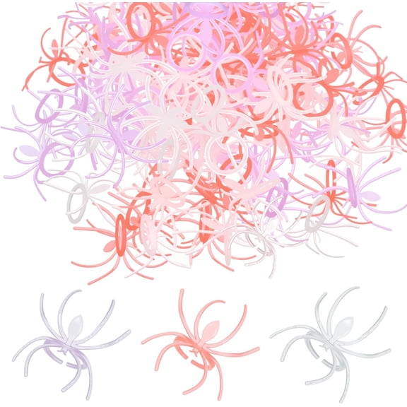 120 Pieces Spider Rings Halloween Rings Plastic Spider Cupcake Topper Bulk Costume Accessories Halloween Party Favors