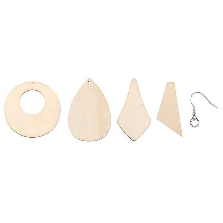 120 Pieces Wood Earring Pendant Unfinished Wooden Blanks with 120