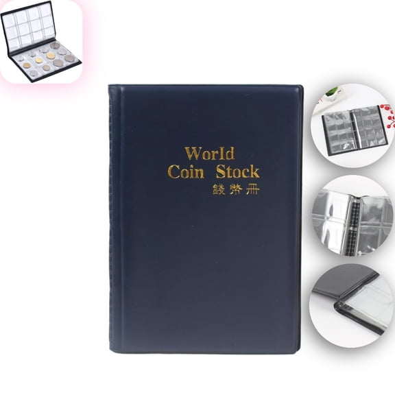 120 Pockets Coin Collection Album - Portable Coin Holder Book for Collectors, Storage for Pennies, Nickels, Dimes, Quarters & Foreign Coins(Blue)