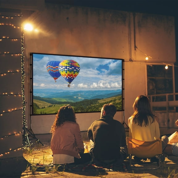 120" Portable Projector Screen with Stand, Foldable Wrinkle-Free 4K HD Movie Screen for Outdoor Indoor, 16:9 Aspect Ratio 160    Viewing Angle, Backyard Theater Party Camping Presentation