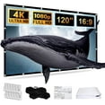 thumbnail image 1 of 120" Projector Screen with Stand Carry Bag Portable Indoor/Outdoor 16:9 4K 3D Home Theater Moive Wrinkle-Free Projection, 1 of 7