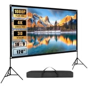 SCREENMAX Projector Screen with Stand, 120 inch 16:9 HD 4K Wrinkle-Free Foldable Portable Projector Movie Screens