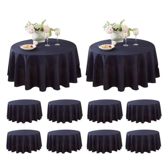 120" Round Polyester Tablecloth Navy Blue- 10pc. for Home décor, Weddings, Party events, or Restaurants.