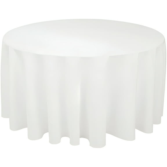 120" Round Polyester Tablecloth White- 10pc. for Home décor, Weddings, Party events, or Restaurants.