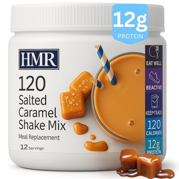 HMR 120 Shake Meal Replacement Powder | Salted Caramel Shake Mix to Support Healthy Weight Loss | 12g of Protein | Nutritional Drink | Low Calorie Food | 12 Servings