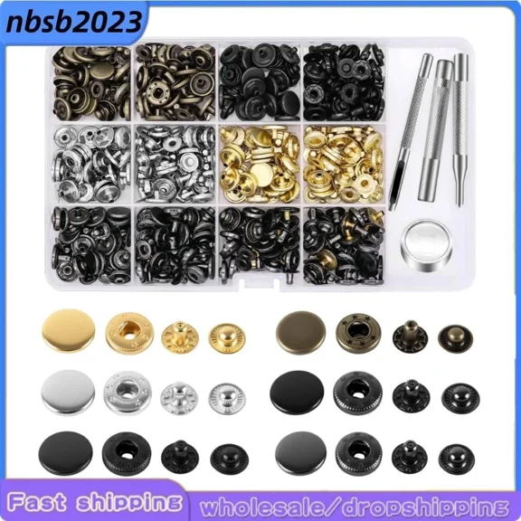 120 Set Leather Snap Fasteners Kit, 12.5Mm Metal Button Snaps Press Studs Clothe