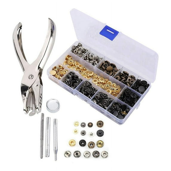 120 Set Snap Fastener Kit Leather 6 Color Metal Studs Installation Tools