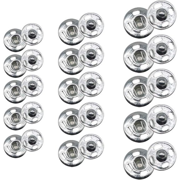 120 Sets 3 Sizes Sew Snap Buttons Metal Fastener Press for Sewing Clothing Silvery (8mm 10mm 13mm)