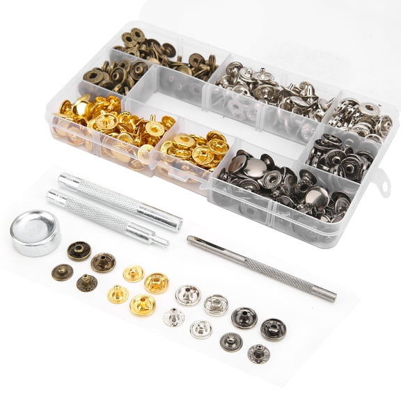 120 Sets Iron Snap Button Kit with Hole Punch and Base, 12.5mm Sewing Fasteners for Clothes, Bags, and Crafts Craft Lovers Tailor