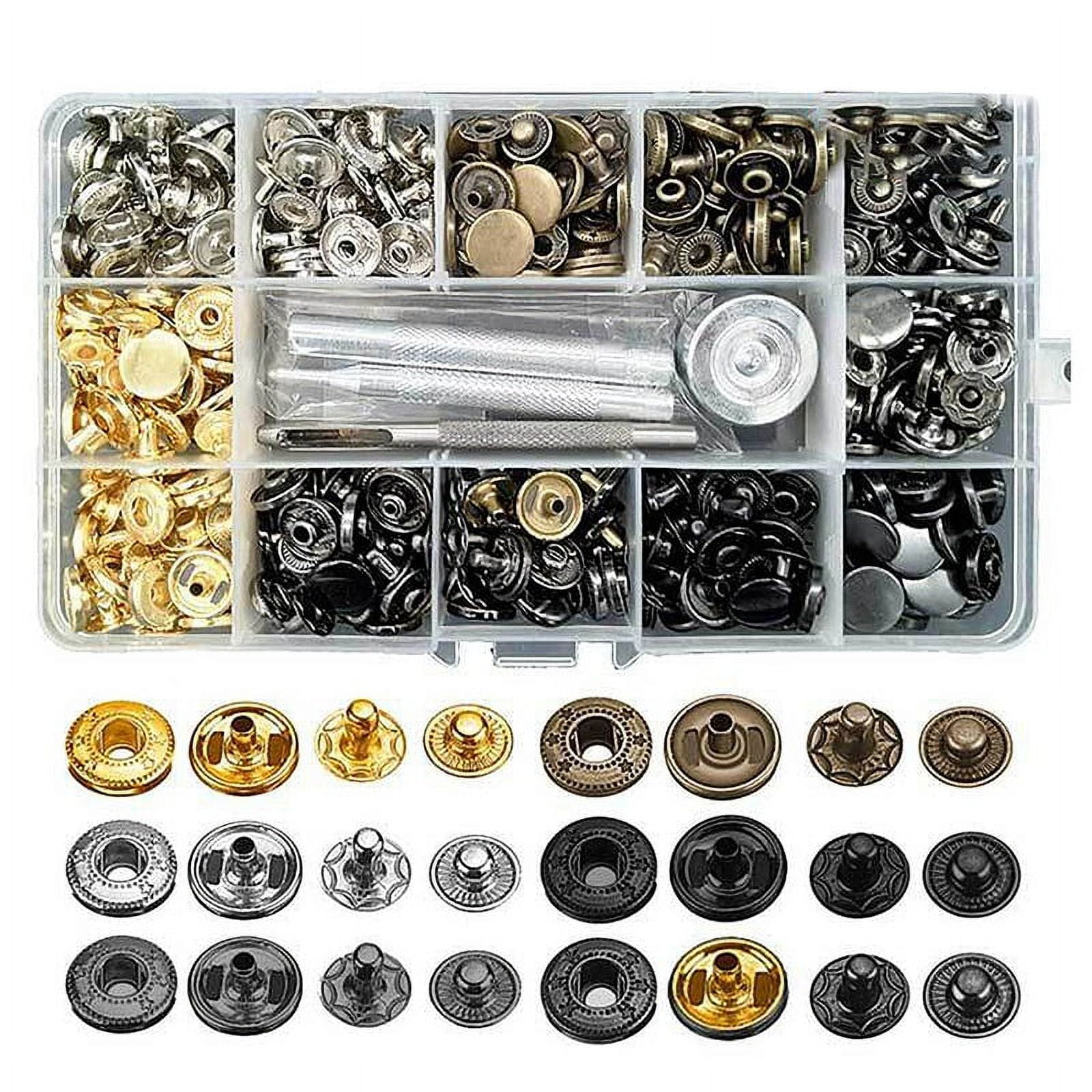 280 Sets Sew-on Snap Buttons Metal Snaps Fasteners Press Studs Buttons for  Sewing, Black and