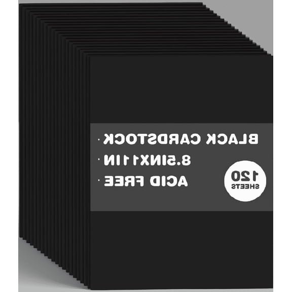 120 Sheets Black Cardstock Paper 8.5x11, 65lb/180gsm Thick Card Stock for Printing, Crafts & Card Making