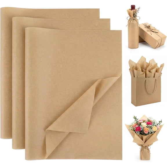 120 Sheets Brown Tissue Paper Bulk, 14 x 20 Inch Gift Wrapping Kraft Paper for DIY Crafts Holiday Decor Birthday Party Supplies Rustic Art Project