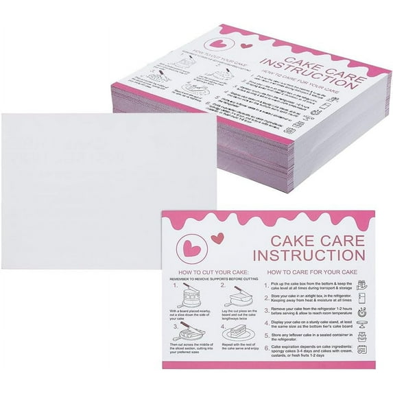 120 Sheets Cake Care Instruction Cards 4.3x5.5inch Rectangle Display Cards with Care and Cutting Tips Perfect for Bakeries Cake Shops and Home Bakers for Guidance Flamingo