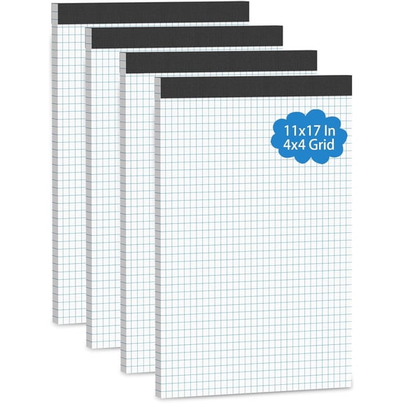 120 Sheets Large Graph Paper Pad 11 x 17, Grid Paper, 4x4 Graph Ruled, Blueprint Quadrille Pad, Engineering Paper, Drafting Paper, Graft Paper for Architect Engineer Designer Mathematician Draftsman