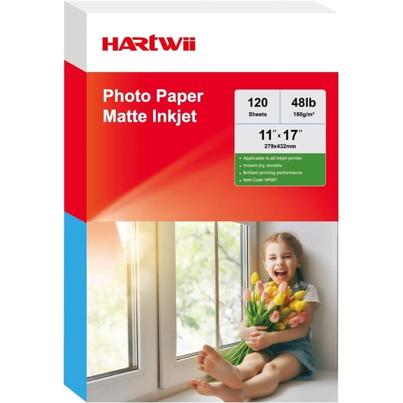120 Sheets Matte Presentation Paper 11x17 48lb 180gsm Photo Paper for All Dye Ink Inkjet Printers