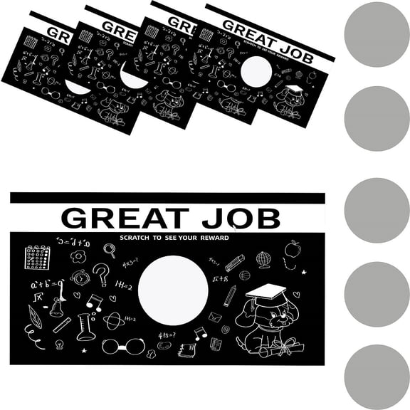 120 Sheets Rectangle Coated Scratch Off Film Reward Cards DIY Scraping Award Card Dog Pattern 50x90mm
