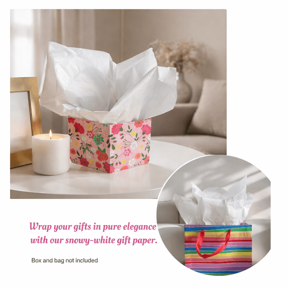 120 Sheets in White Gift Tissue Paper Set for Christmas, Birthdays, Holidays, and All Occasions, Valentine, DIY Easter 20"x14" in Sheet Size