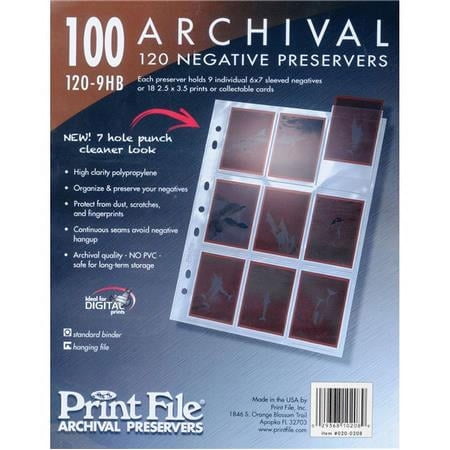 120 Size Negative Pages Holds Nine Individual 6x7 Sleeved Frames or Collectable Cards, Pack of 100