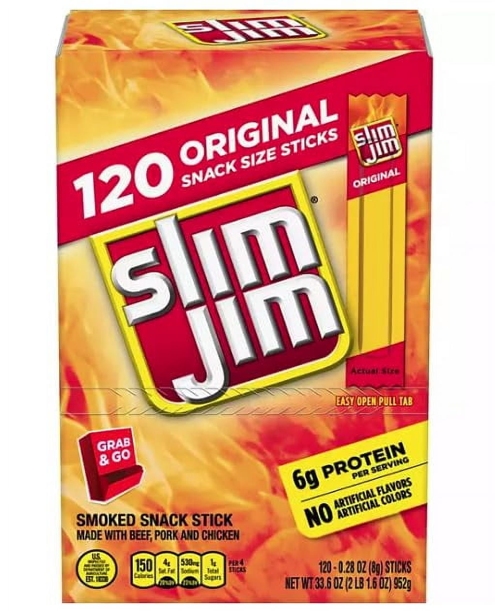 120 Slim Jim, 6g Protein, No Articial Flavors or Colors