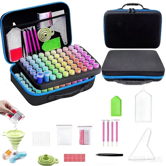 120 Slots Leak-Proof Storage Container for 5D Diamond Painting Kits, Portable Bead Organizer Box with Diamond Pen for Diamond Art Accessories and Tools
