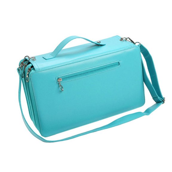 120 Slots Leather Marker Case with Shoulder Strap Large Capacity Multi-layer Markers Holder Carrying Bag for Paint Brush
