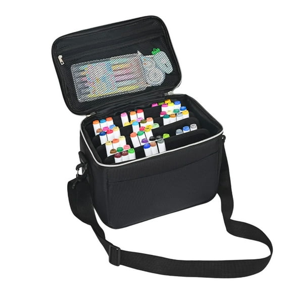 120 Slots Marker Storage Bag With Adjustable Shoulder Strap High Capacity Marker Organizers Carrying Case for Artist