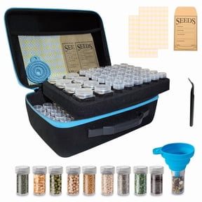 120-Slots Seed Storage Box with 20 Seed Envelopes, Portable Zipper Bag & Complete Accessories Including Labels, Tweezers and Funnel Seed Organizer for Vegetables and Flowers. Seeds not included.
