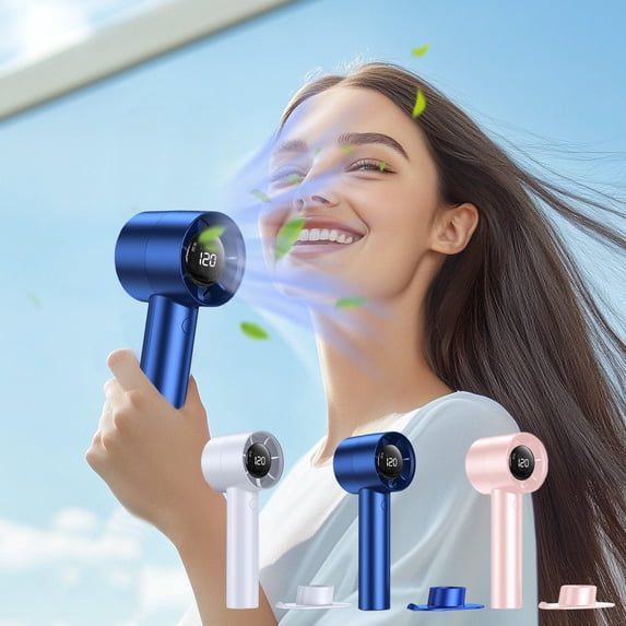 120 Speed Turbine Handheld Fan 5000mAh Rechargeable Portable Mini Fan Vertical Blowing Foldable Desktop Personal Cooling for Travel Office by PALIFEUR